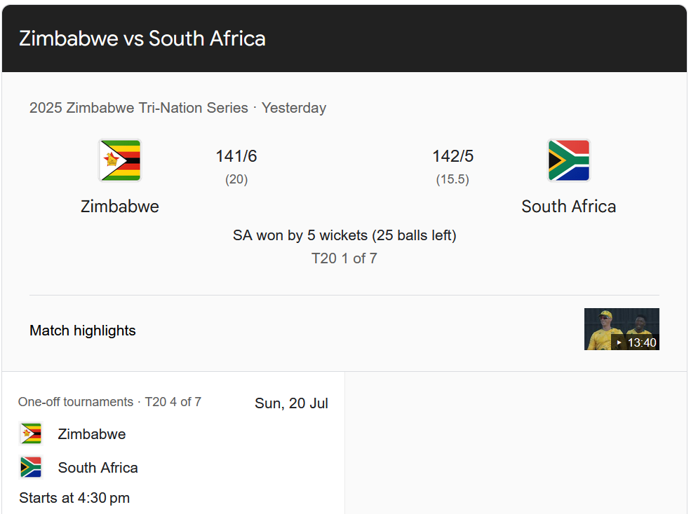 Zimbabwe vs South Africa, SA vs ZIM T20 Match, Zimbabwe Cricket News, South Africa cricket team